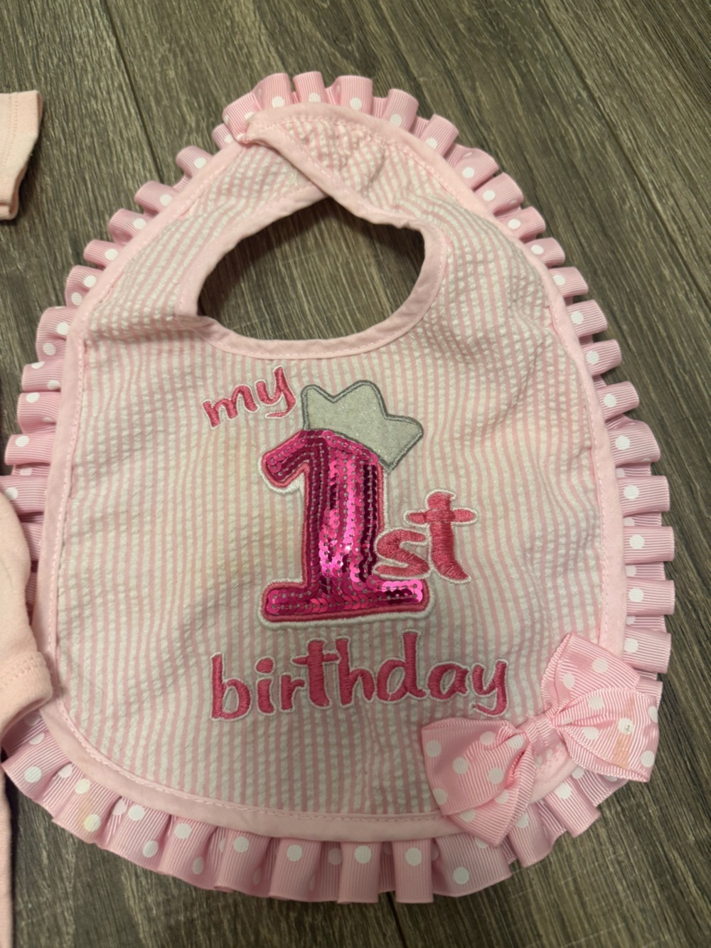 Carters Baby girls Pink 1st Birthday Lot Size 12 Months Bib Sparkle - Picture 2 of 5